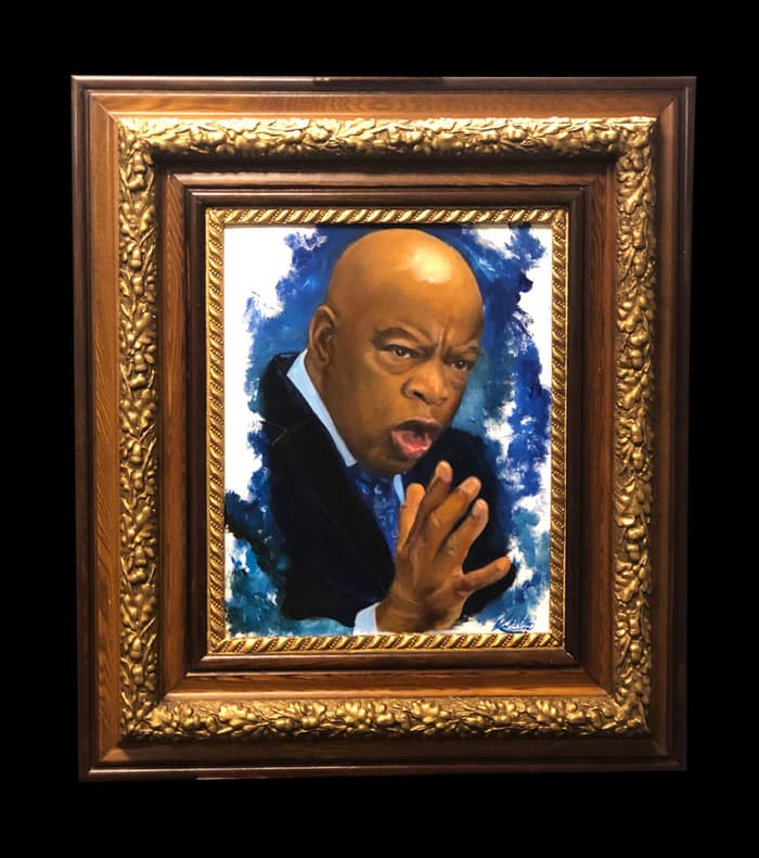 John Blue Flame Louis oil on canvas 18x24 year 2020